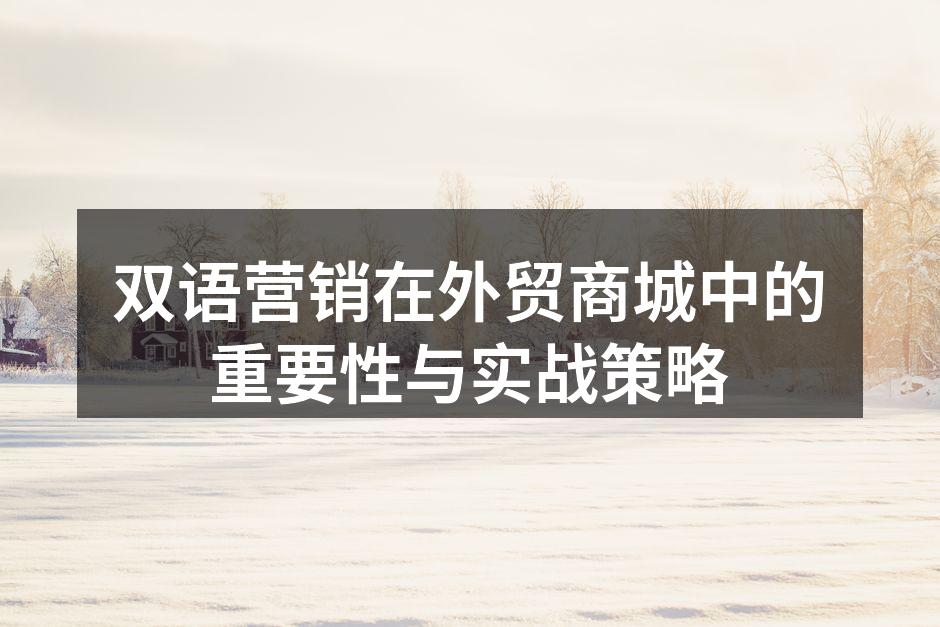 双语营销提升客户体验
