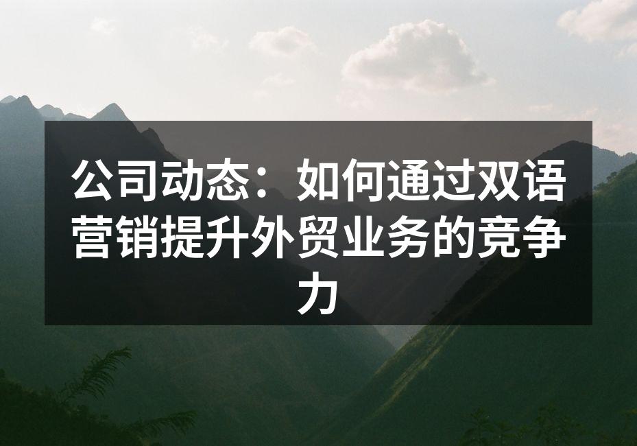 公司动态：如何通过双语营销提升外贸业务的竞争力