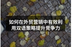 如何在外贸营销中有效利用双语策略提升竞争